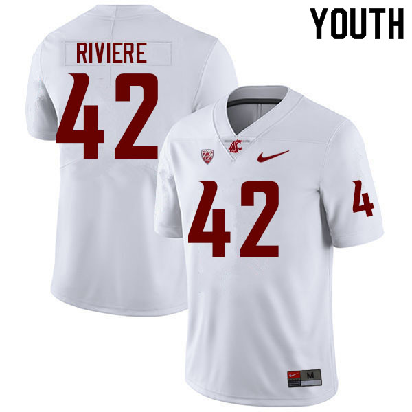 Youth #42 Billy Riviere Washington State Cougars College Football Jerseys Sale-White